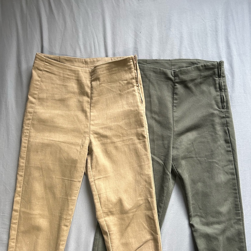 Tan and Dark Green Pants